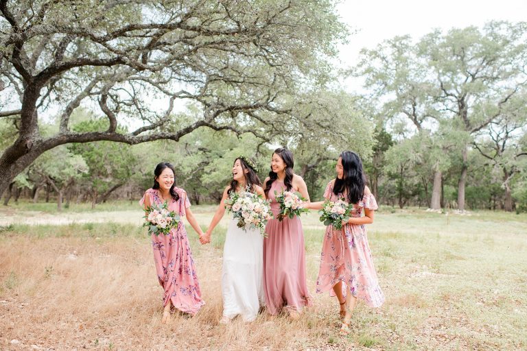 bridesmaids-laughing-prima-vista-oak-trees-wimberley