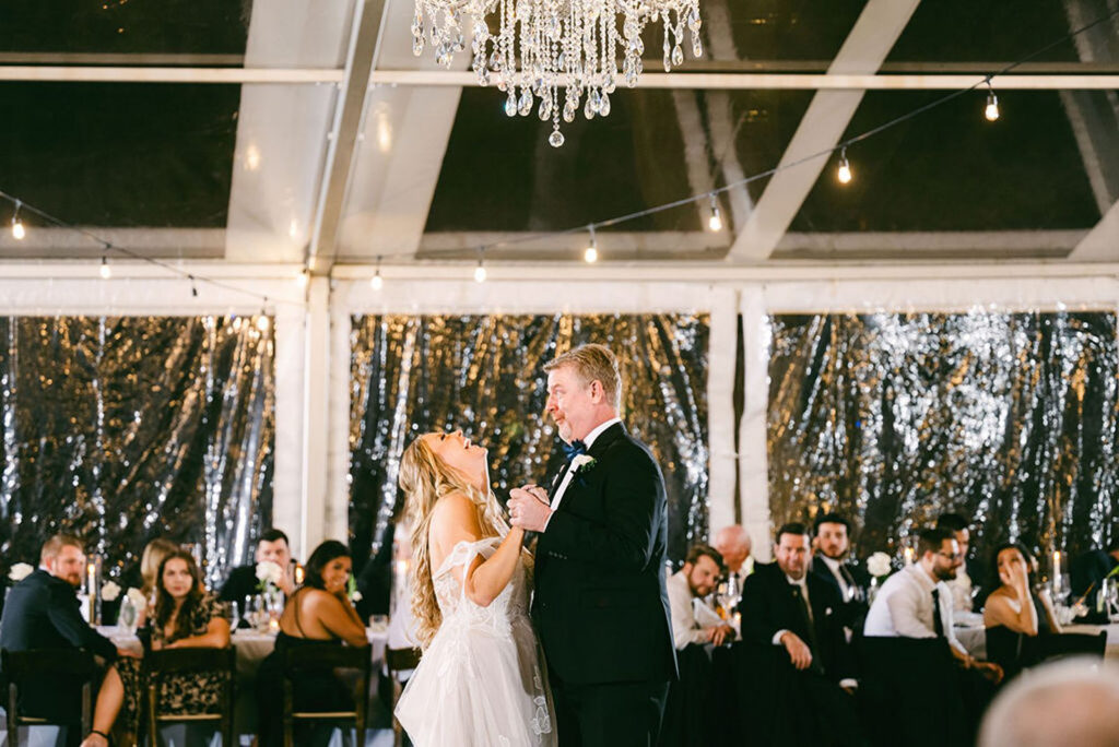 On the dance floor in the tent at Woodbine Mansion Austin