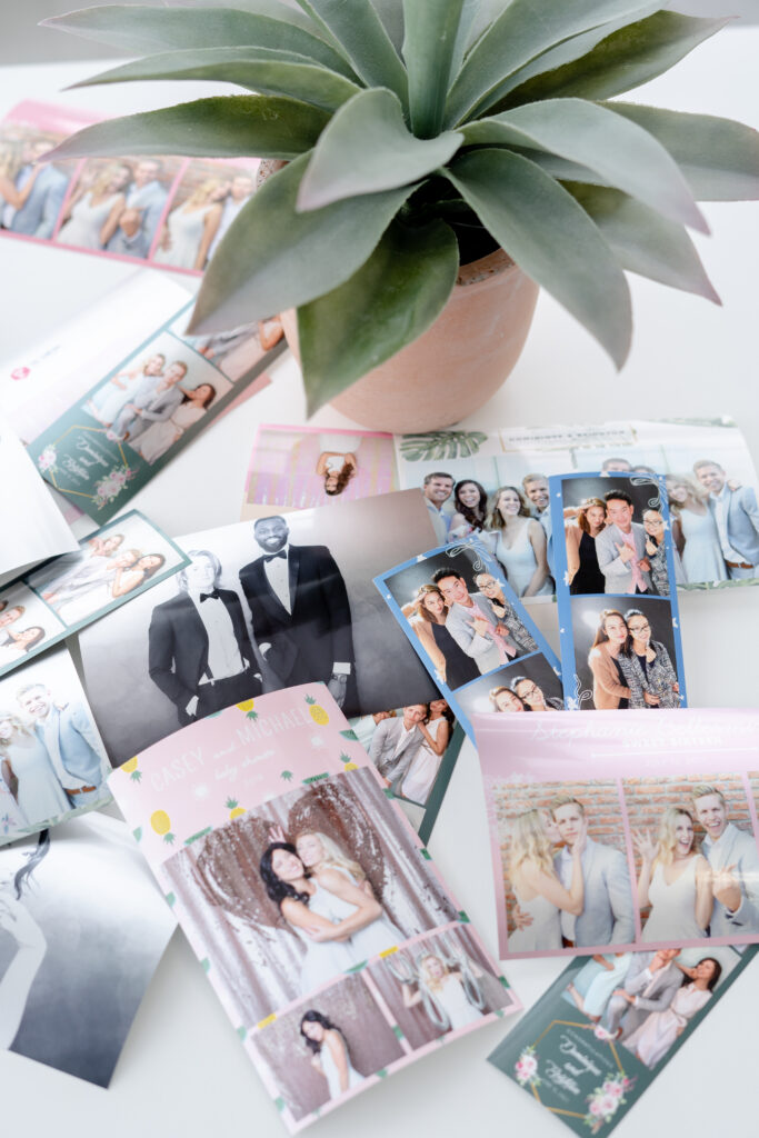 collection of photo print outs from the photo booth