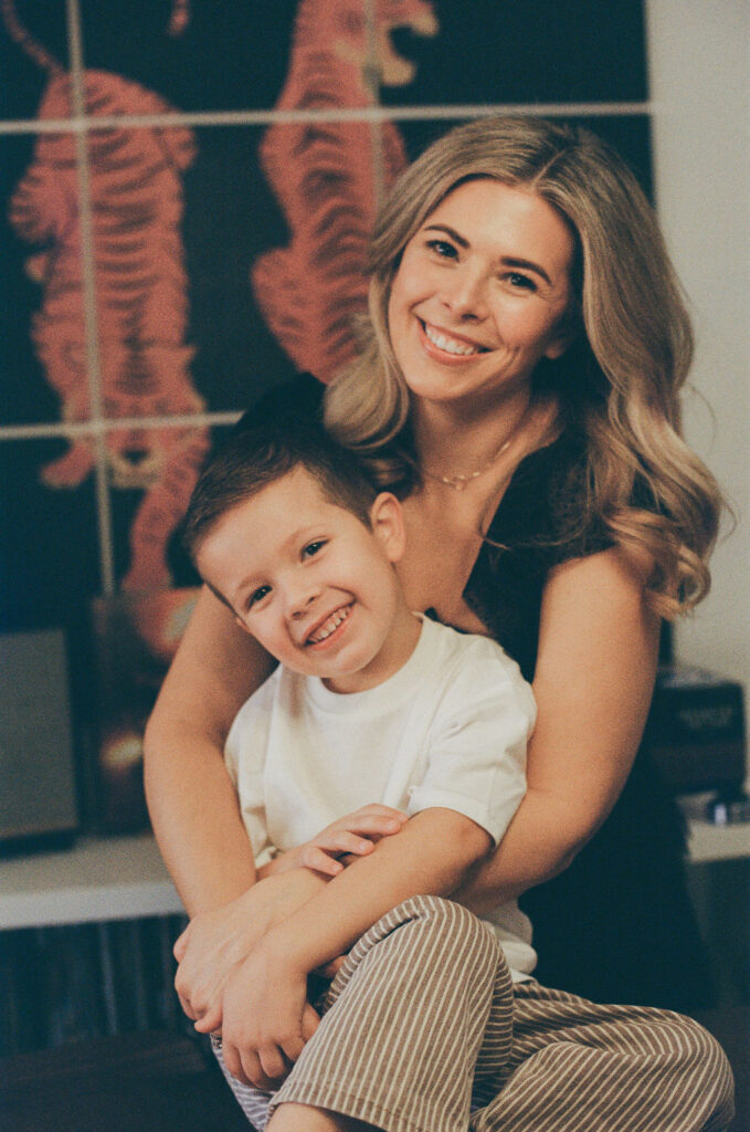 mom and son sitting together